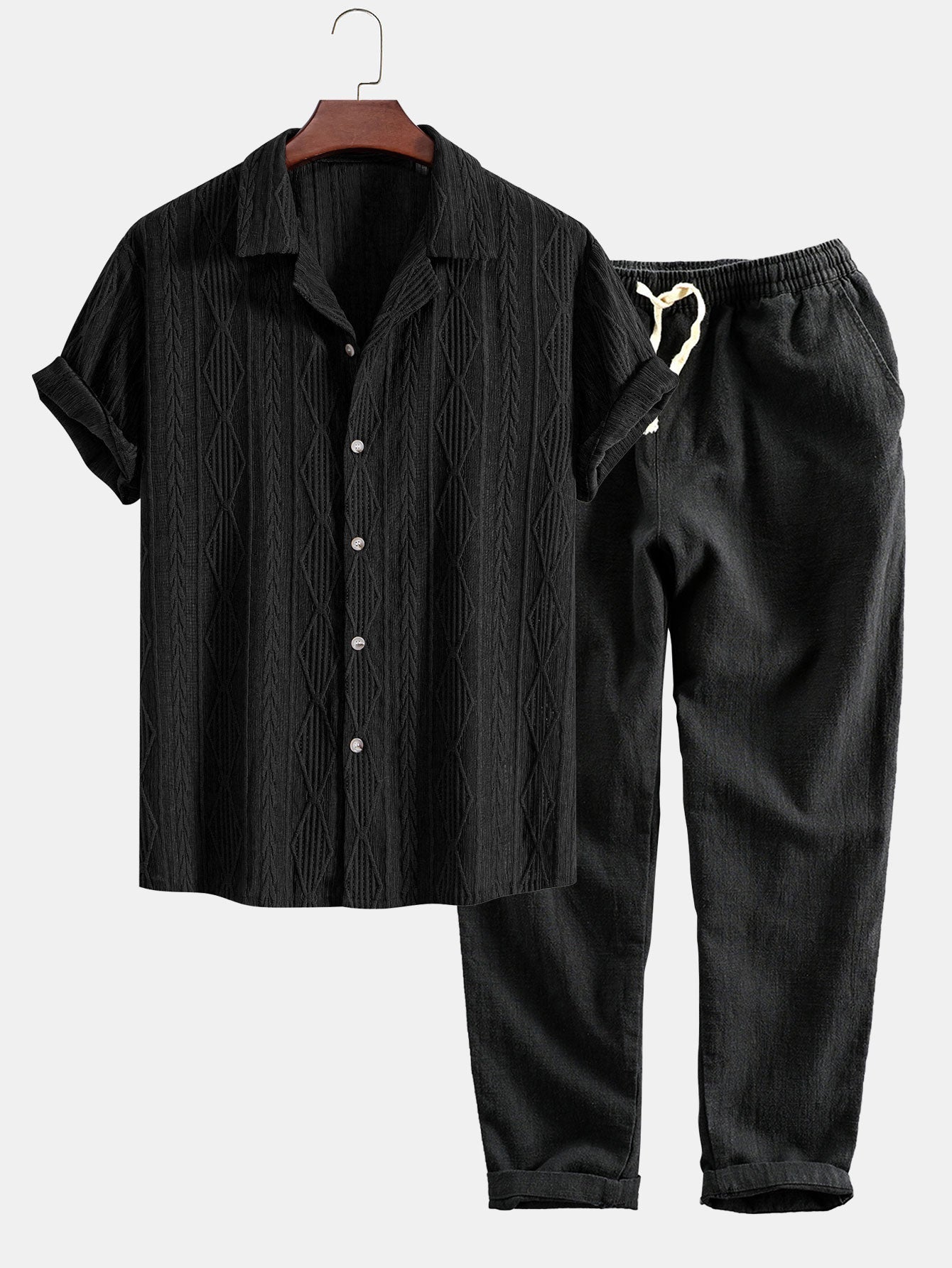 Completo Camicia Cubana Jacquard e Pantaloni Lino