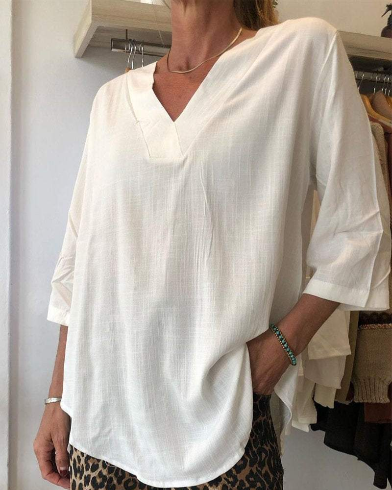 Blusa Donna Ampia con Scollo a V Elegante
