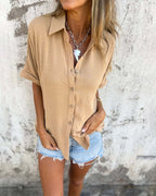 Camicia Oversize Leggera Casual Con Bottoni