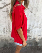 Camicia Oversize Leggera Casual Con Bottoni