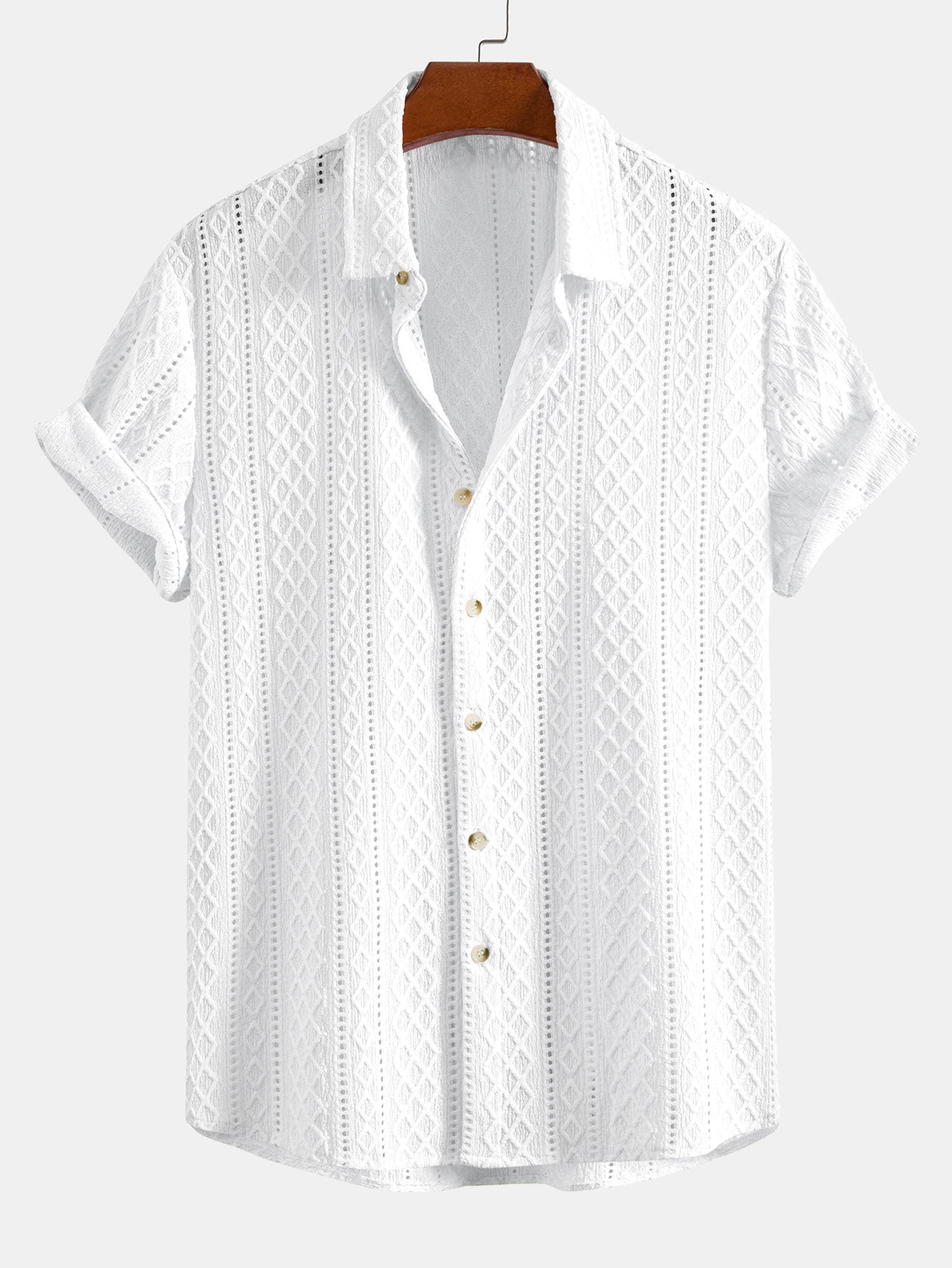 Completo Camicia Jacquard Geometrica e Pantaloni Lino