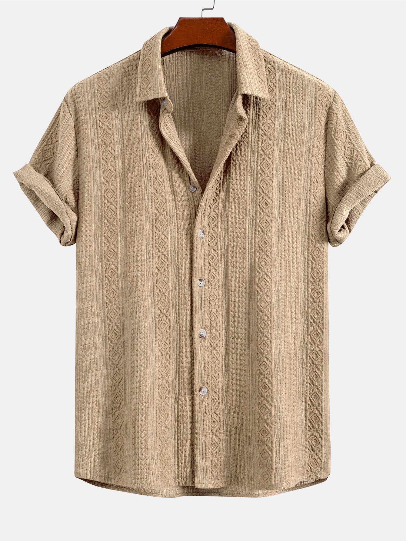 Completo Camicia Jacquard Geometrica e Pantaloni in Lino