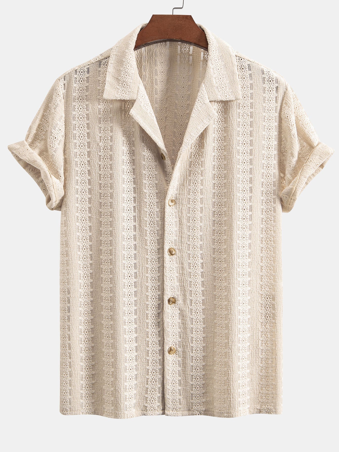 Completo Camicia Cubana Jacquard Floreale e Pantaloni