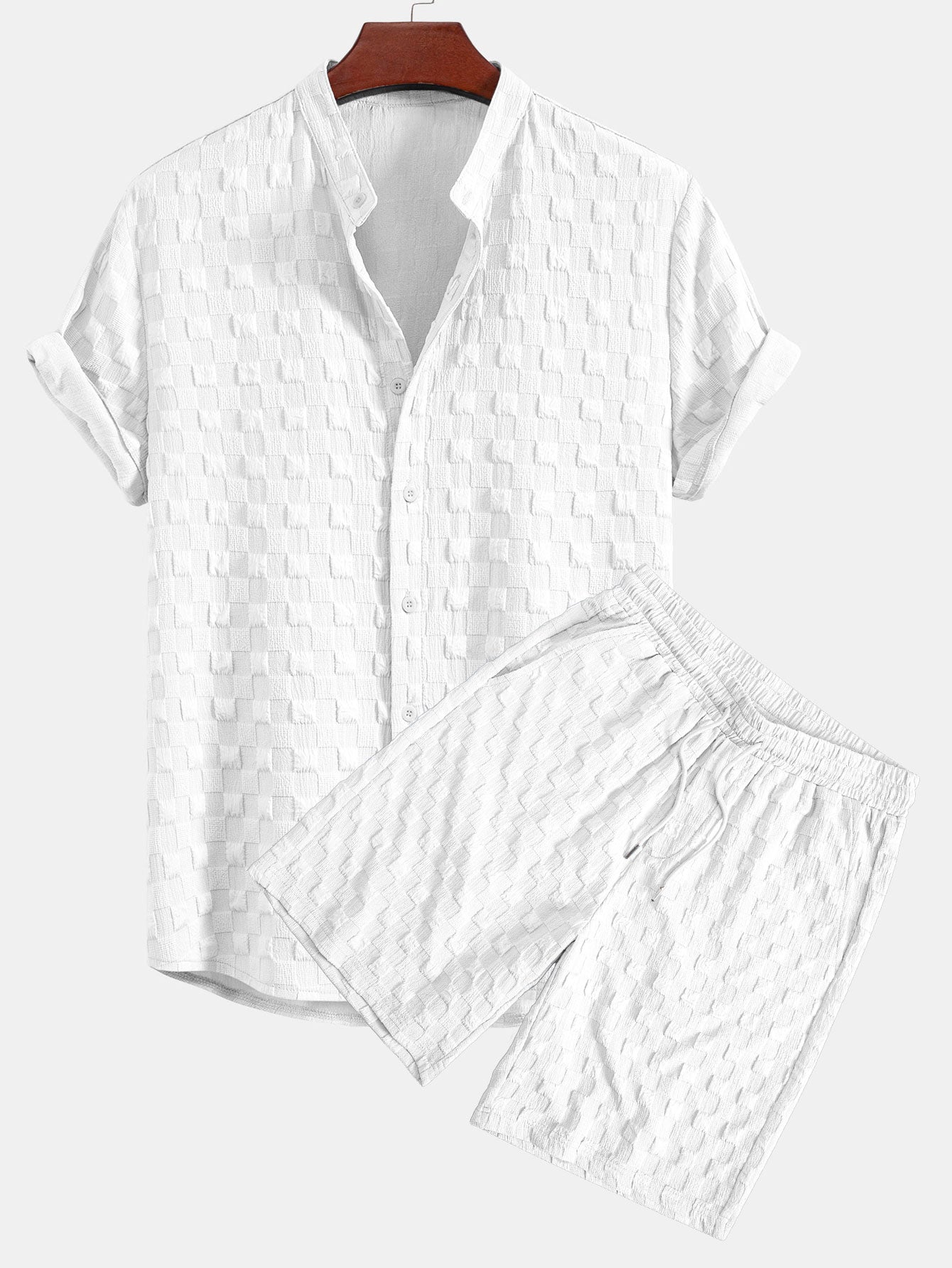 Completo Camicia e Shorts Jacquard a Quadri