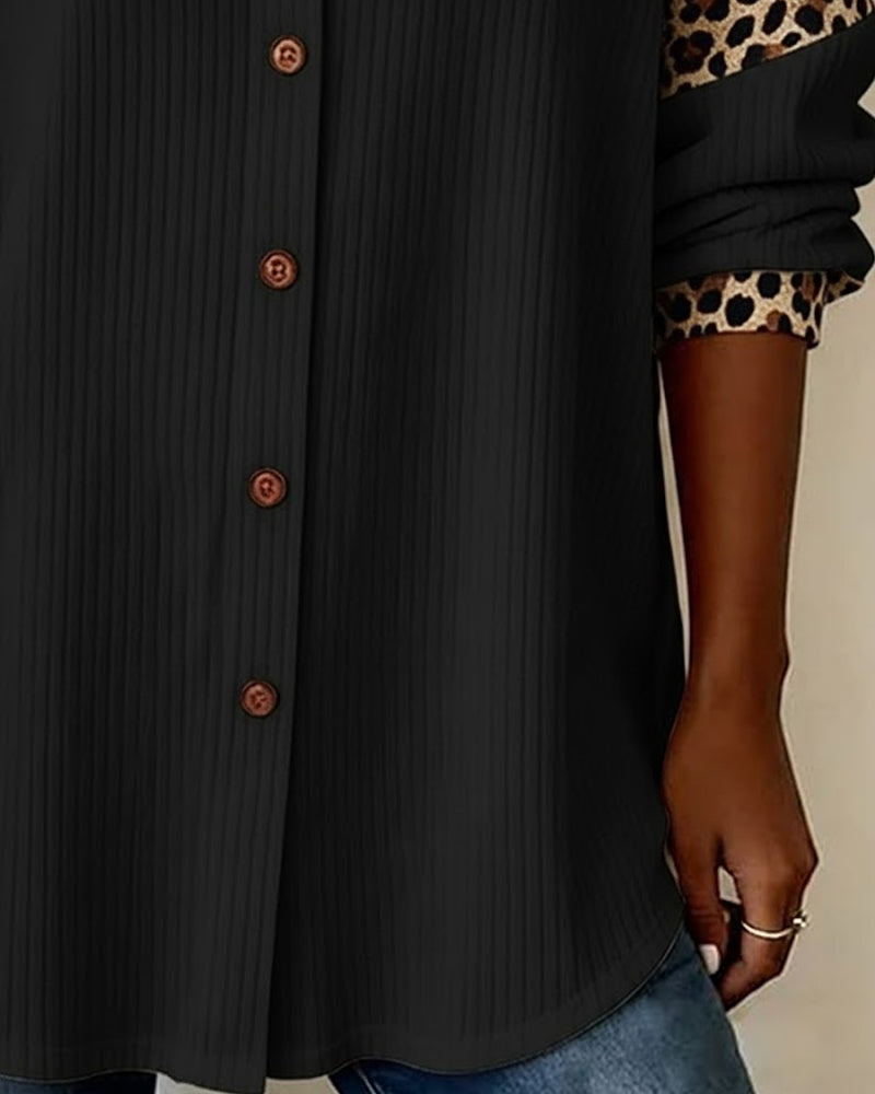 Camisa Casual de Leopardo de Algodón para Hombre