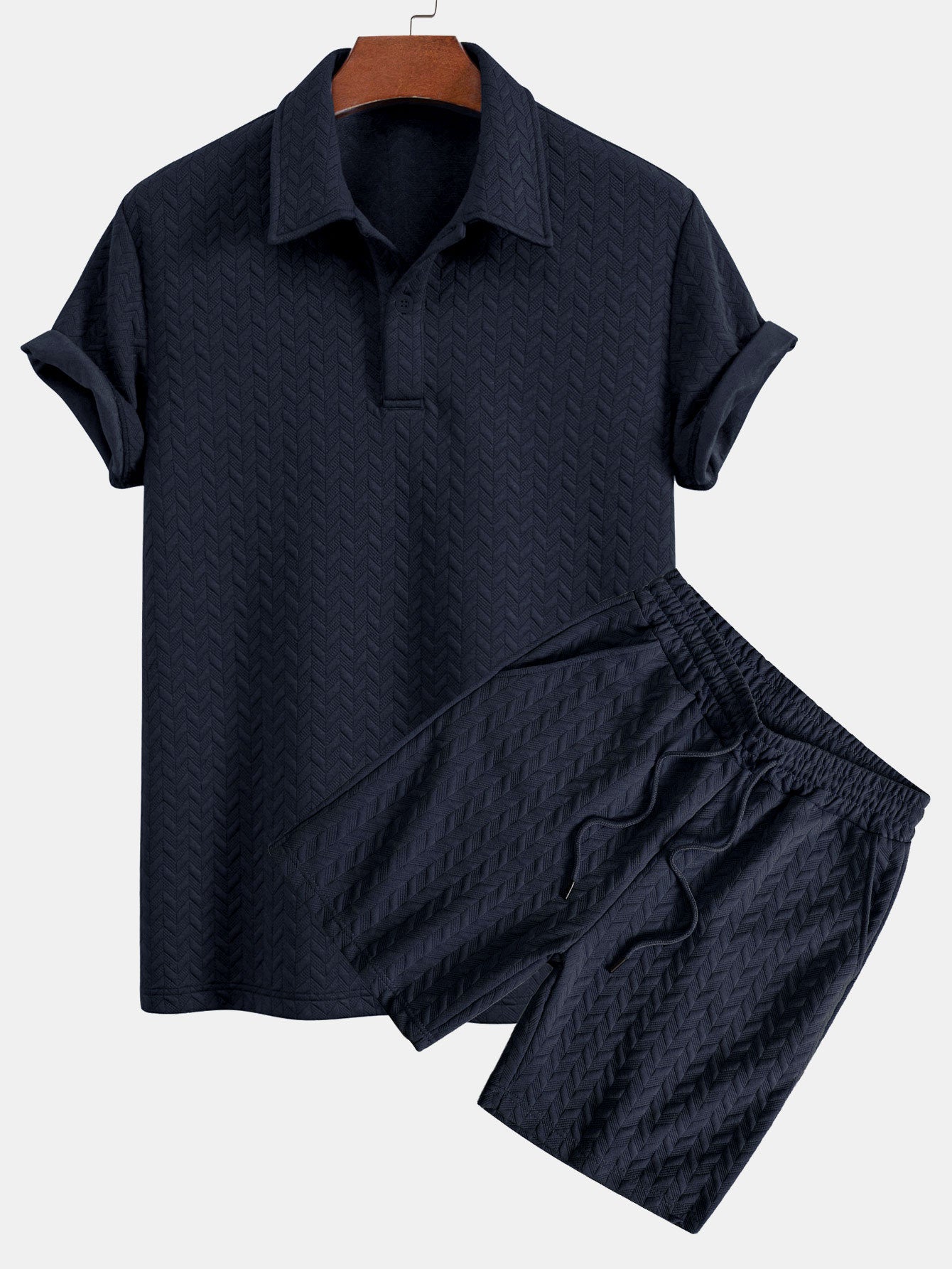 Completo Polo E Shorts Jacquard Geometrico Uomo