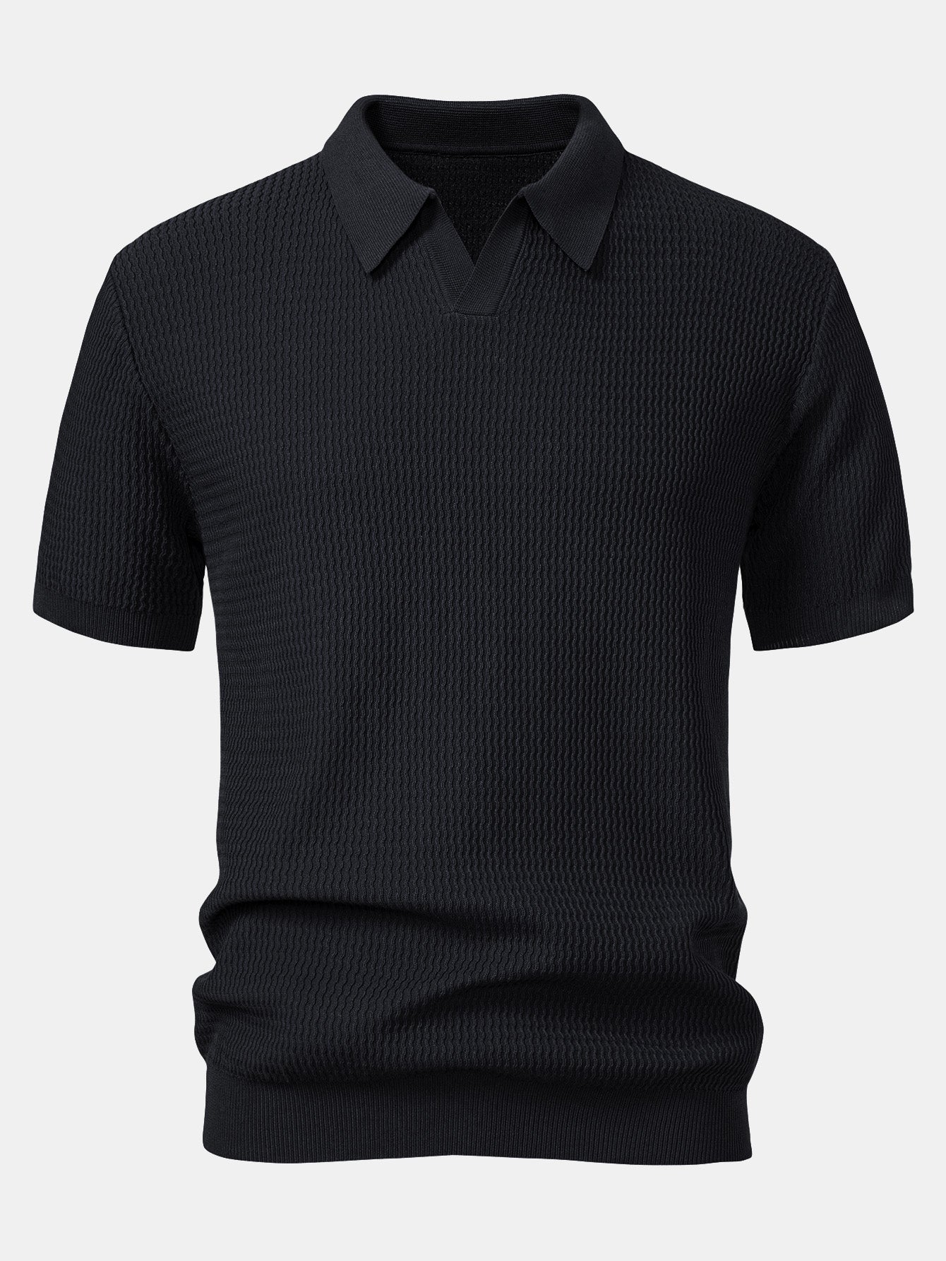 Completo Maglia Jacquard con Polo a V e Pantaloni