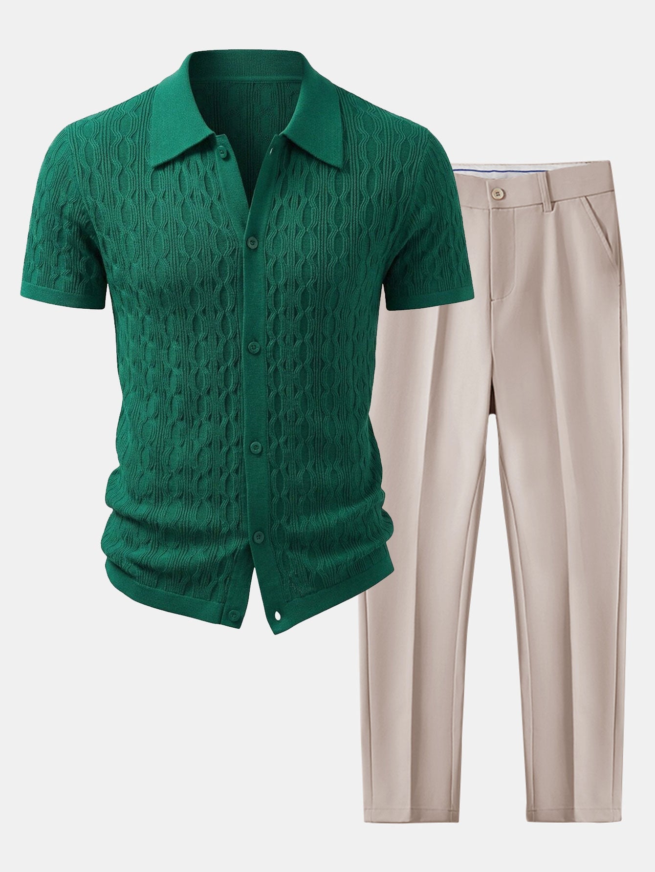 Completo Camicia Jacquard e Pantaloni Slim Tapered