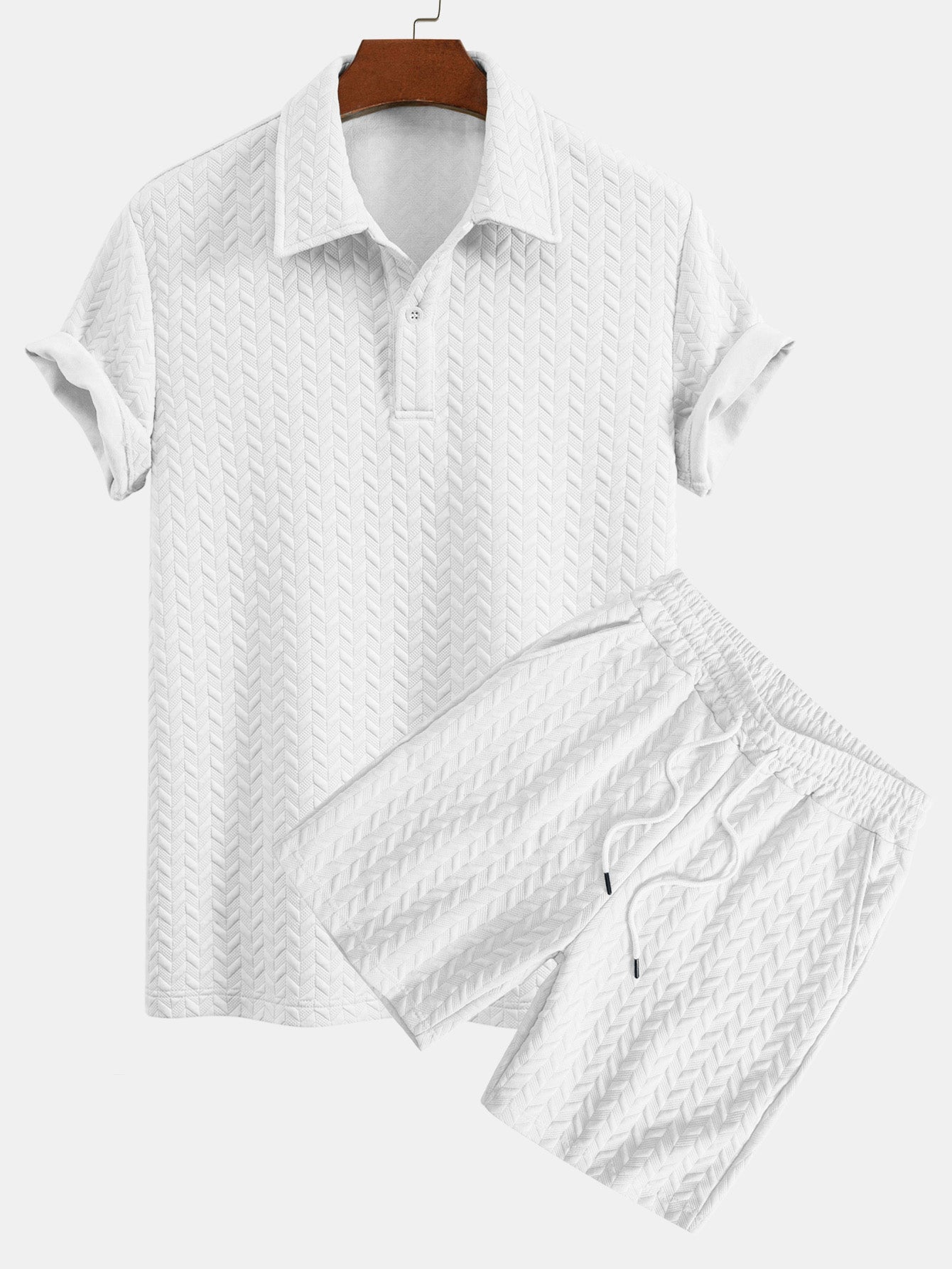 Completo Polo E Shorts Jacquard Geometrico Uomo