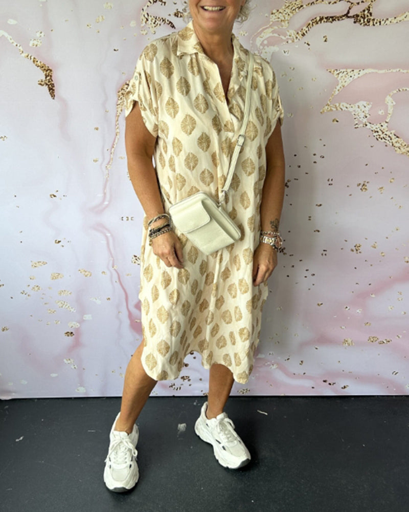 Vestido Midi Holgado de Primavera con Cuello Solapa