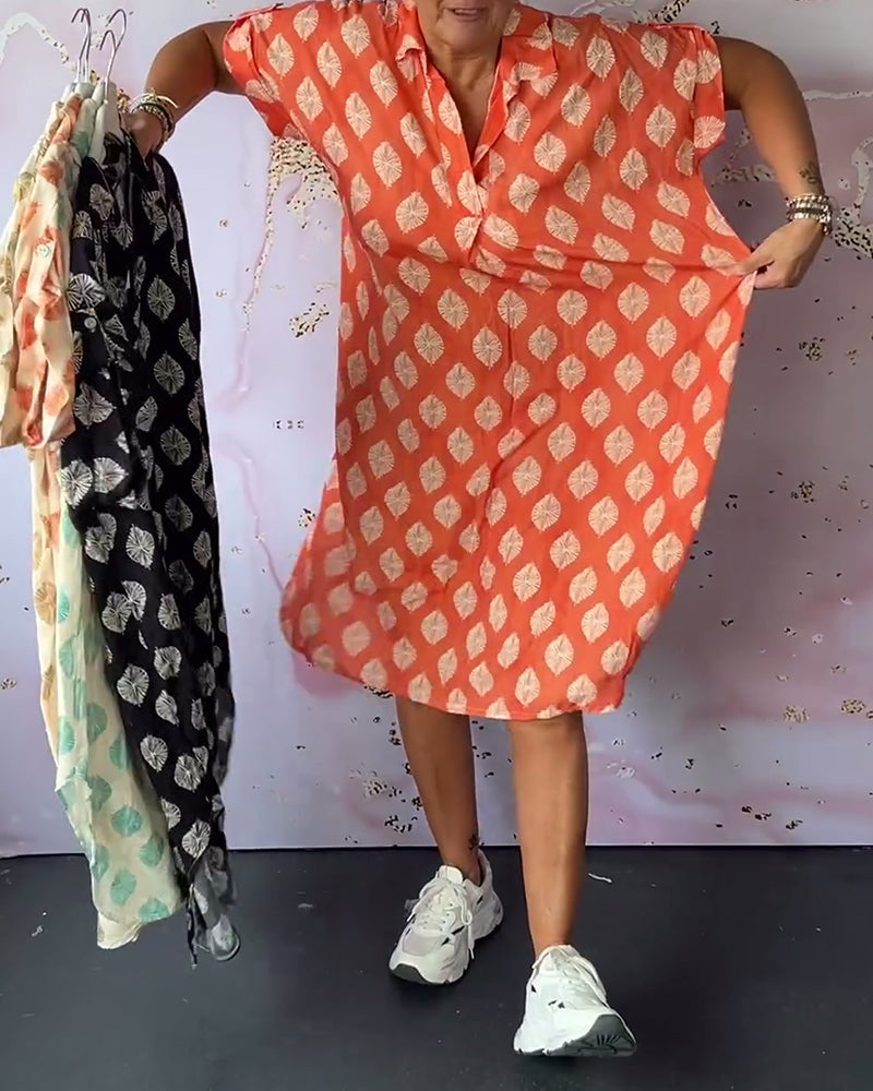 Vestido Midi Holgado de Primavera con Cuello Solapa