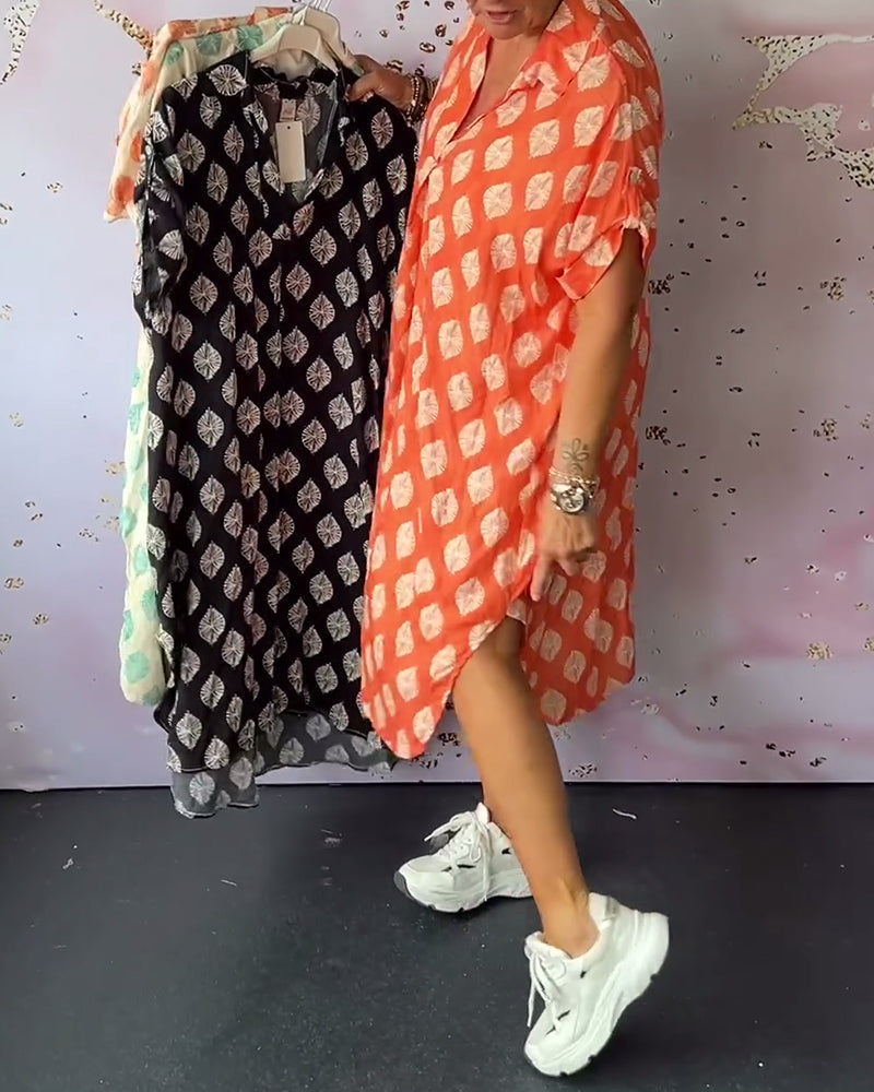 Vestido Midi Holgado de Primavera con Cuello Solapa