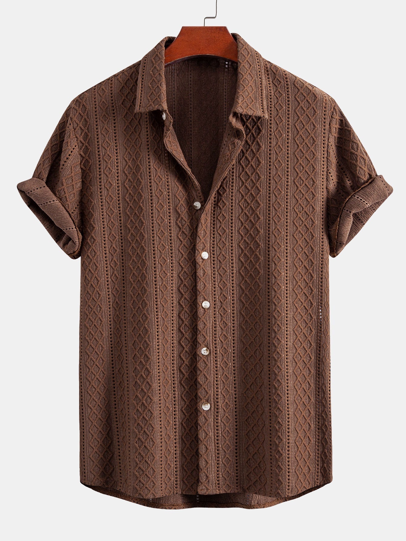 Completo Camicia Jacquard Geometrica e Pantaloni Lino