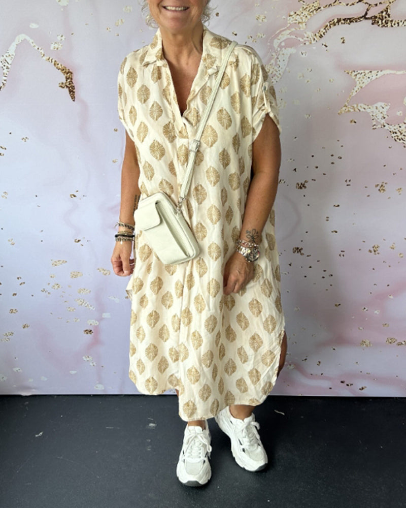 Vestido Midi Holgado de Primavera con Cuello Solapa