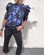 Blusa De Mujer Con Manga Abullonada Y Volantes