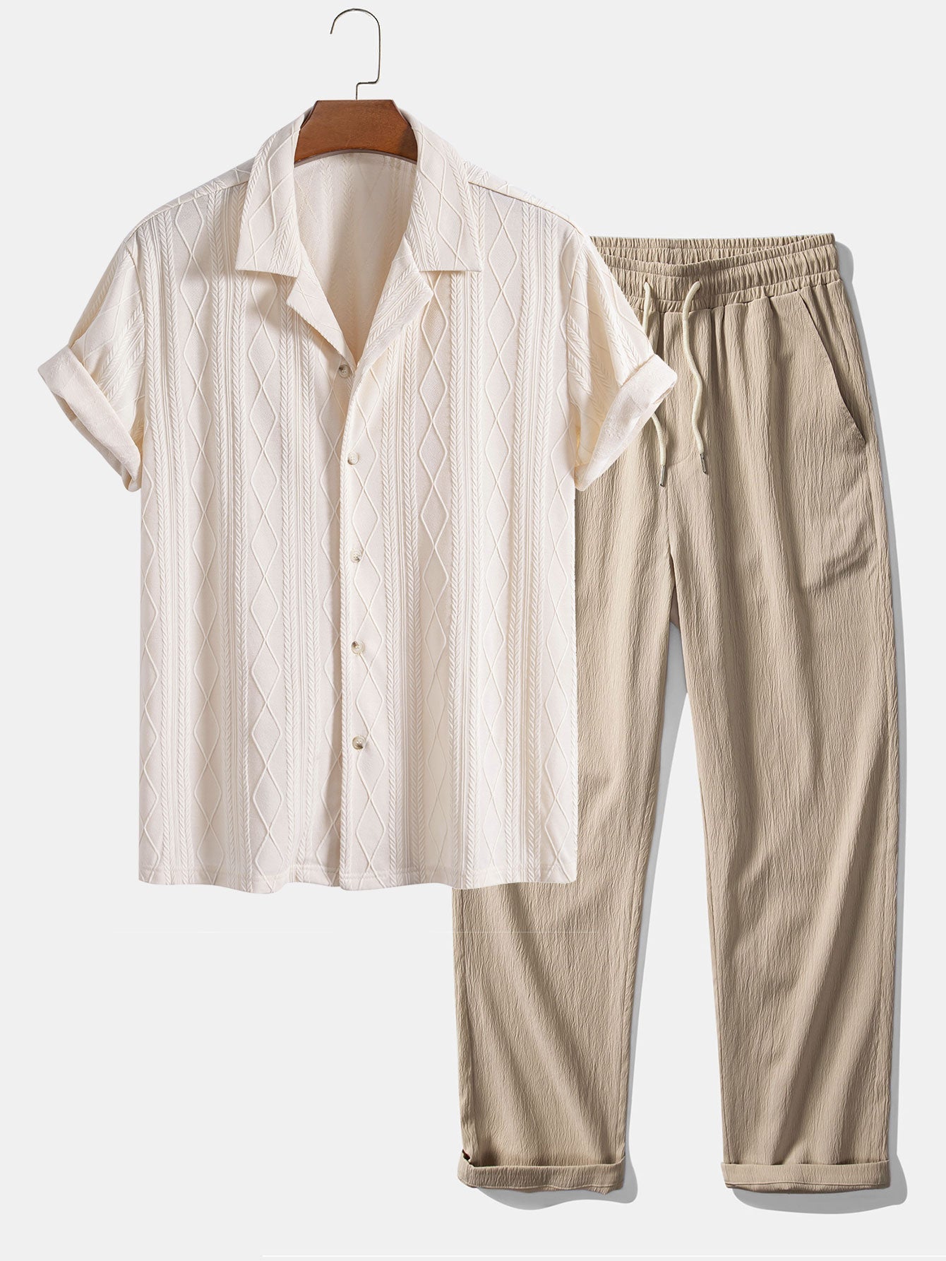 Completo Camicia Cubana Jacquard e Pantaloni Dritti