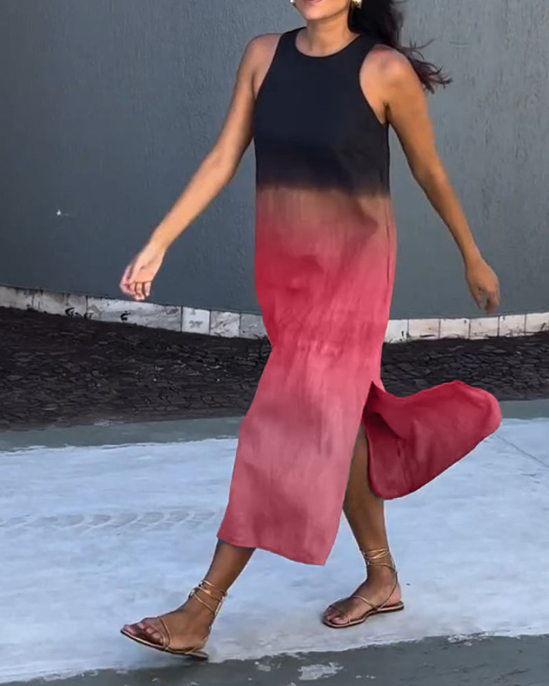 Vestido Sin Mangas con Degradado Elegante