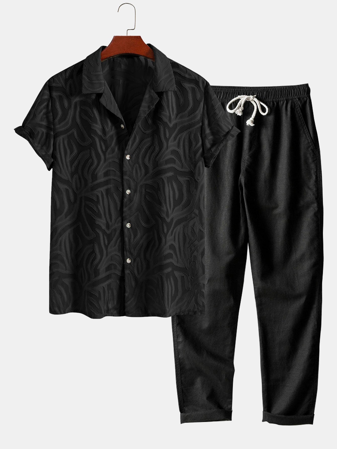 Completo Camicia Cubana Jacquard e Pantaloni Lino