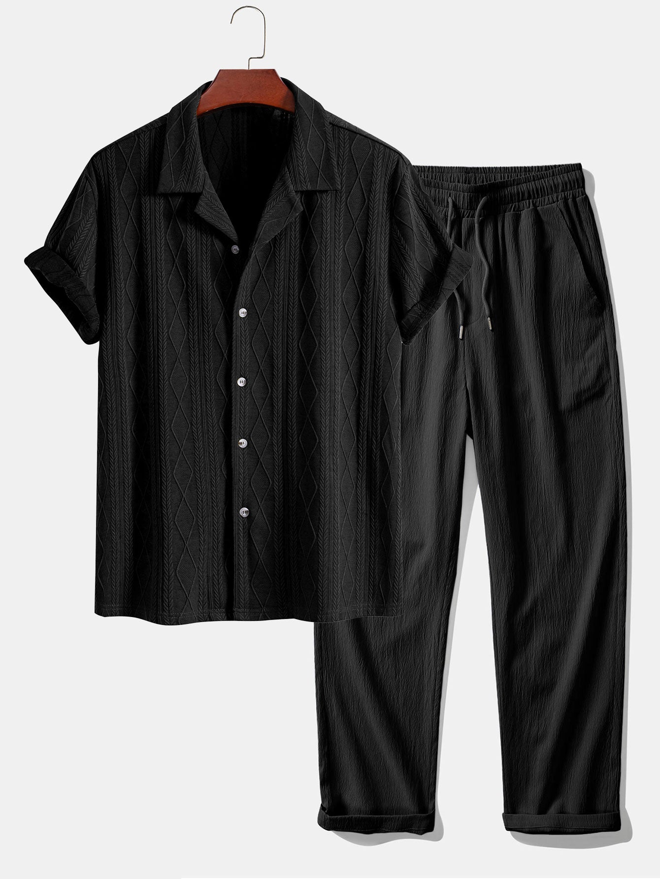 Completo Camicia Cubana Jacquard e Pantaloni Dritti