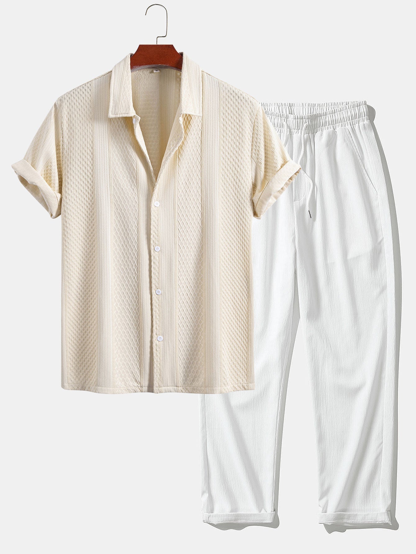 Completo Camicia Jacquard Geometrica e Pantaloni Dritti