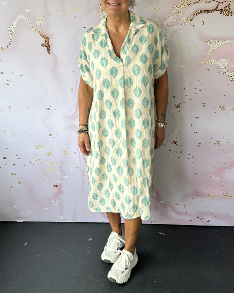 Vestido Midi Holgado de Primavera con Cuello Solapa