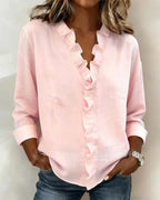 Blusa Elegante Con Scollo a V e Volant Delicati