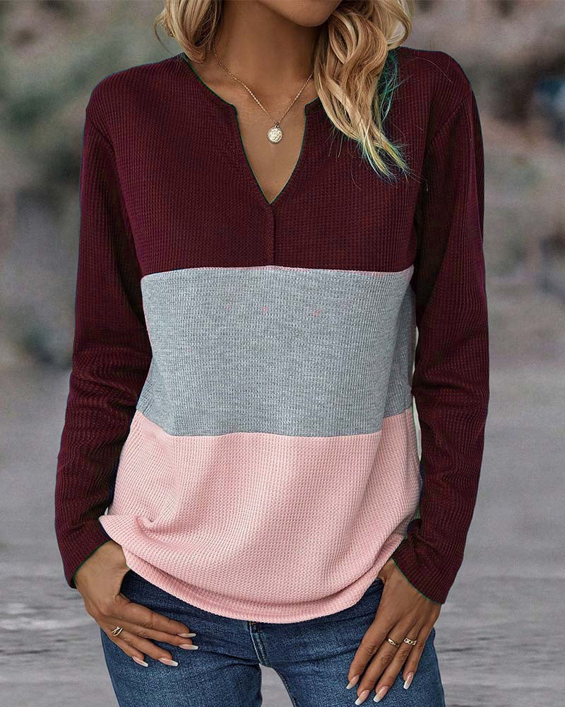 Blusa Colorida con Cuello en V de Corte Suelto