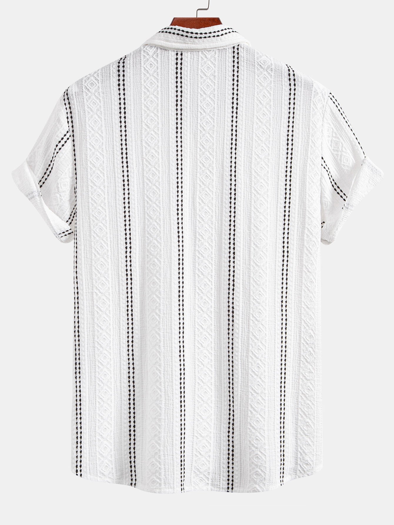 Completo Camicia Jacquard a Righe e Pantaloni Dritti