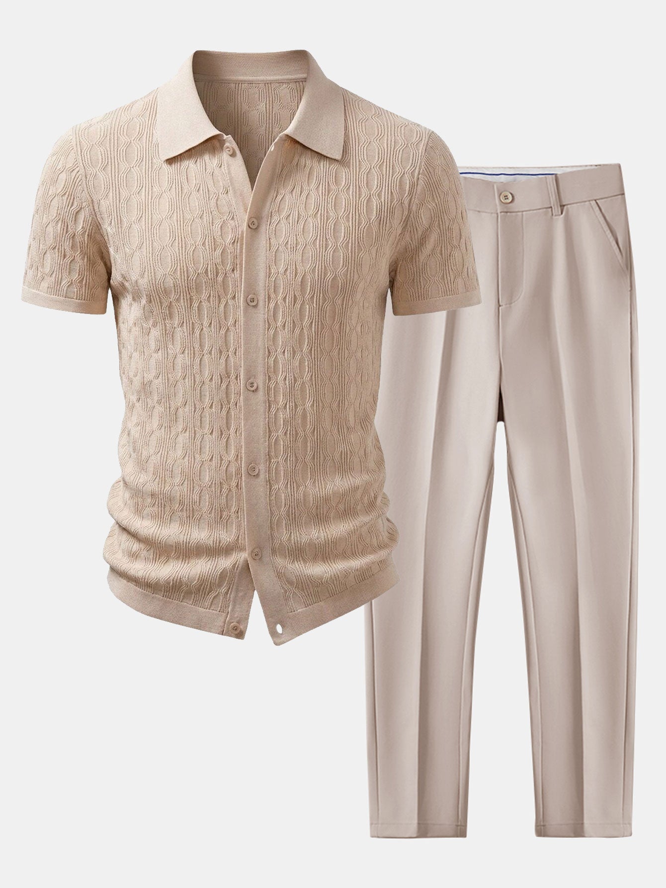 Completo Camicia Jacquard e Pantaloni Slim Tapered