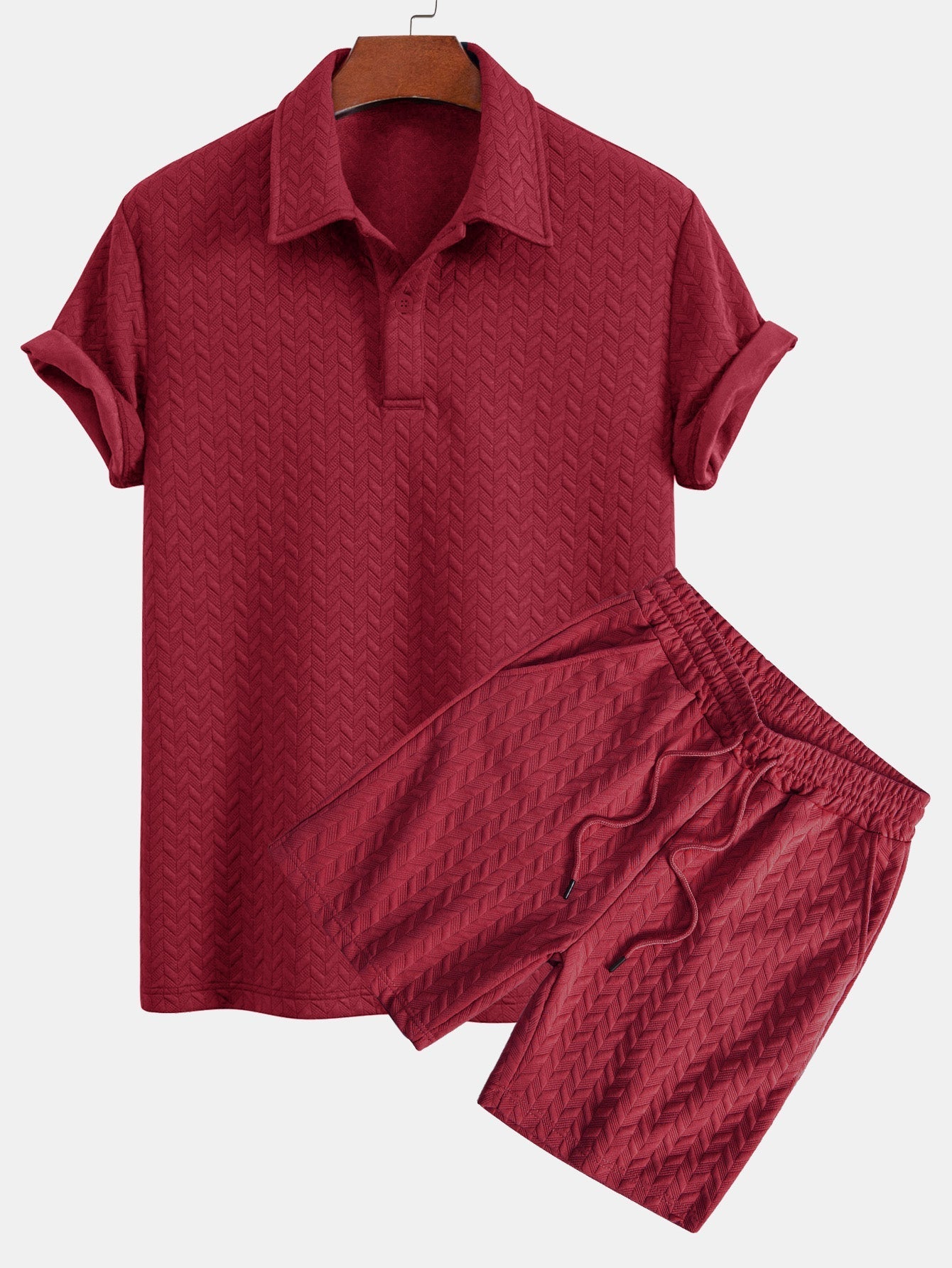 Completo Polo E Shorts Jacquard Geometrico Uomo