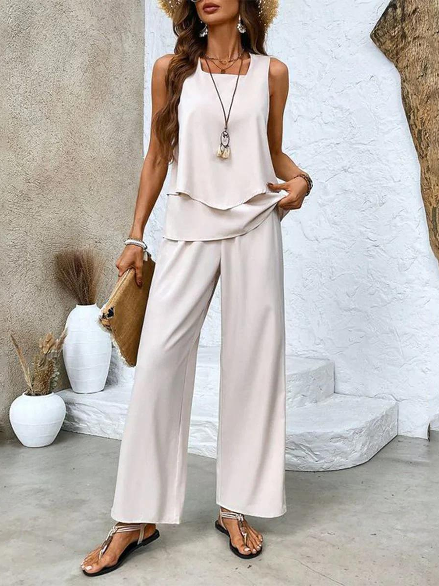Completo Estivo Elegante Donna con Blusa e Pantaloni