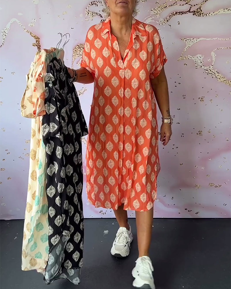 Vestido Midi Holgado de Primavera con Cuello Solapa