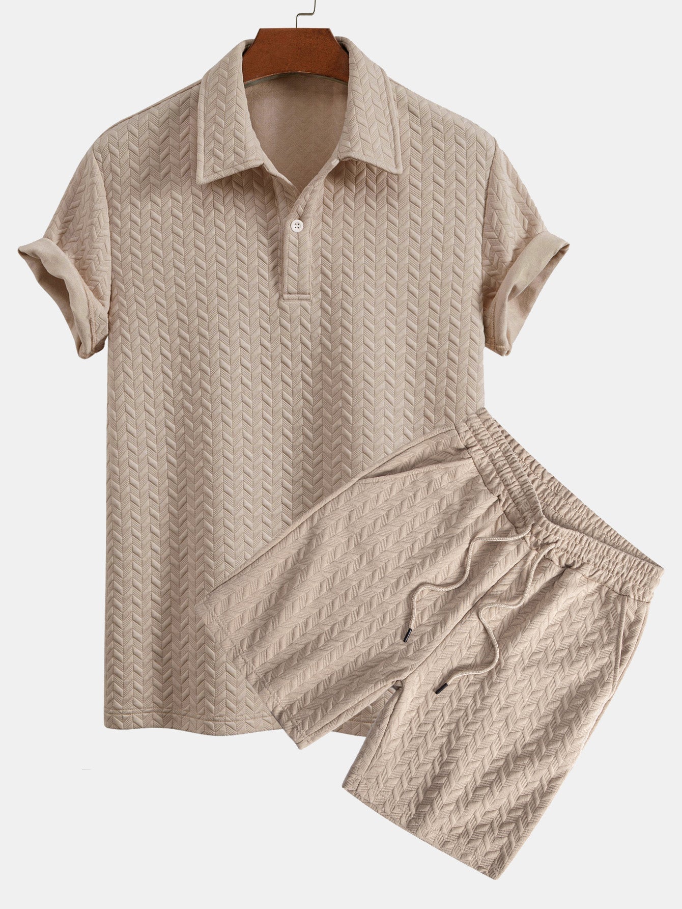 Completo Polo E Shorts Jacquard Geometrico Uomo