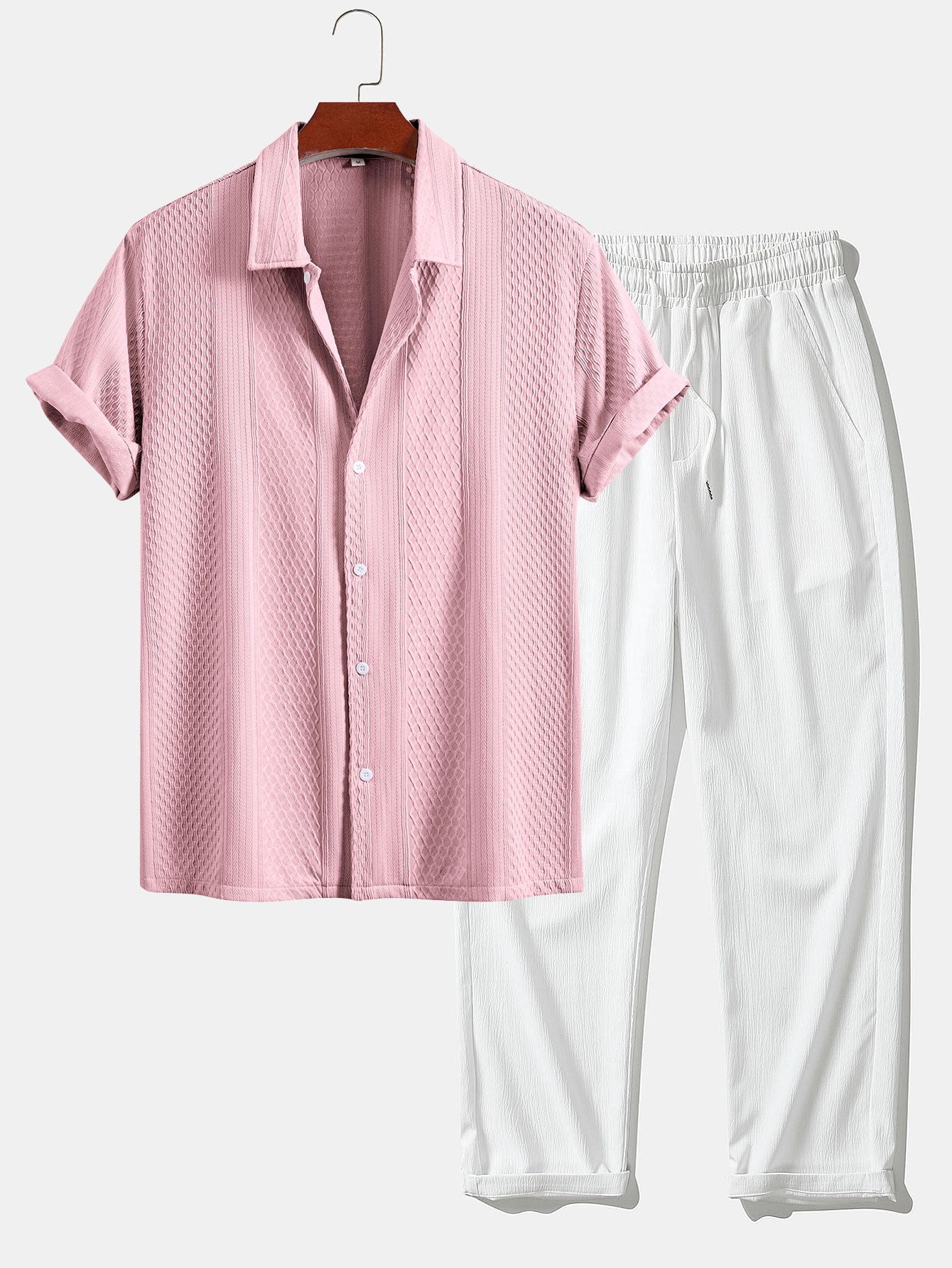 Completo Camicia Jacquard Geometrica e Pantaloni Dritti