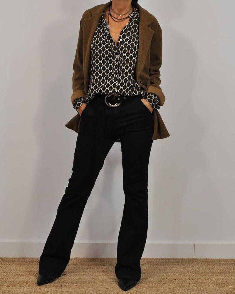 Blusa Donna Geometrica a Vestibilità Comoda Elegante