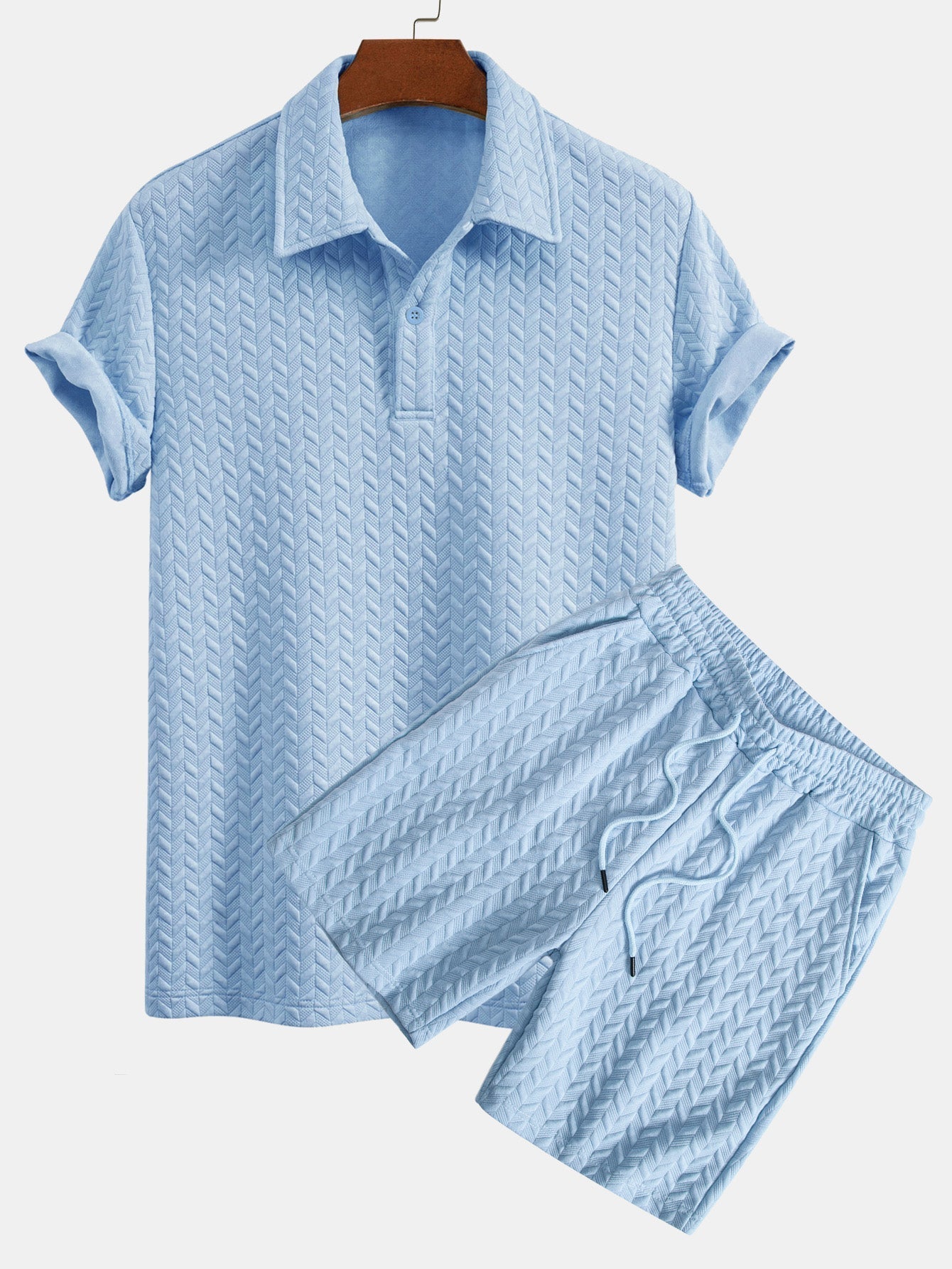Completo Polo E Shorts Jacquard Geometrico Uomo
