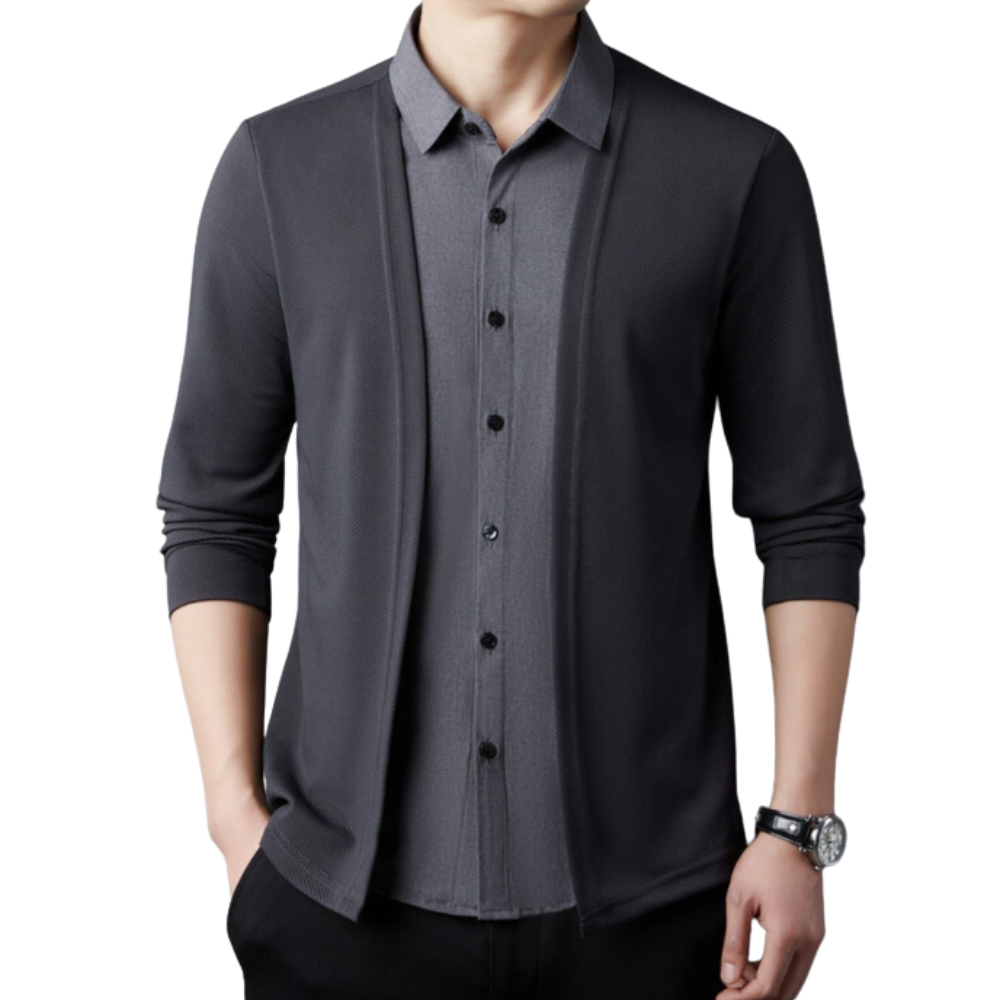 Camisa Cárdigan Hombre 2 en 1 de Tejido Premium