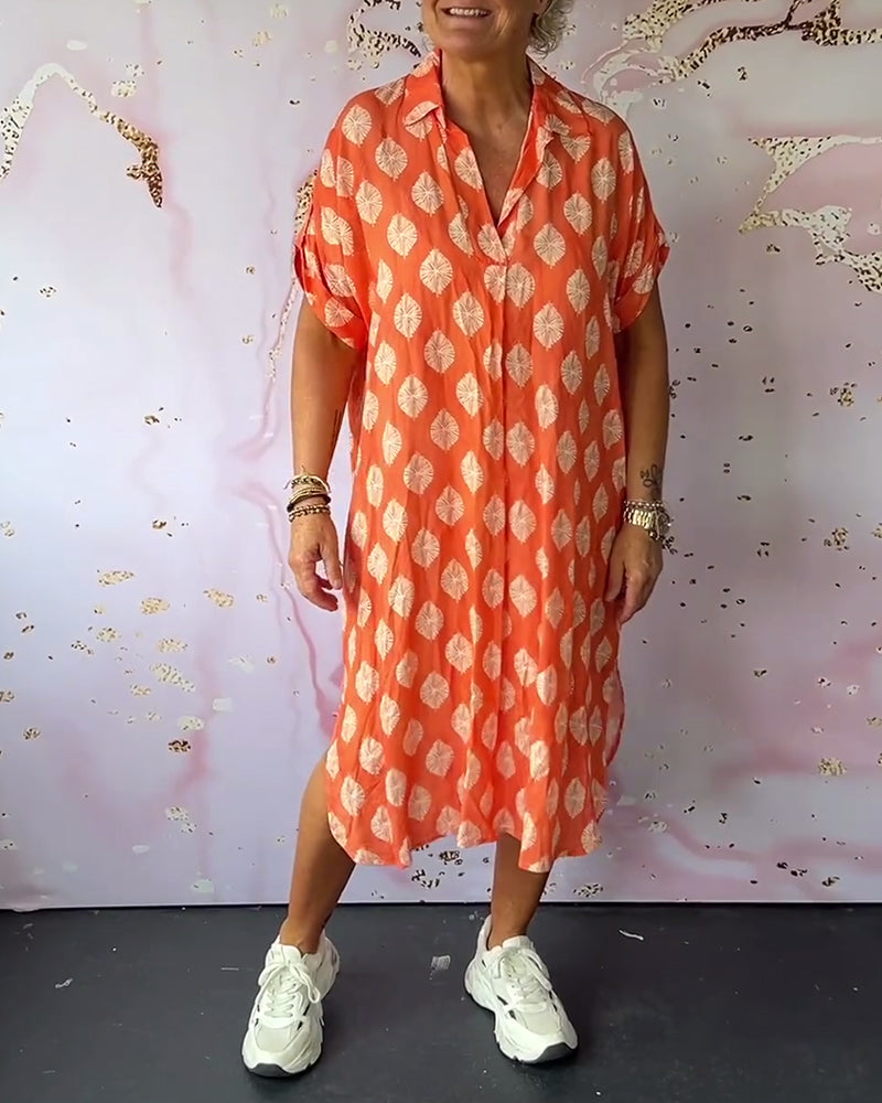 Vestido Midi Holgado de Primavera con Cuello Solapa