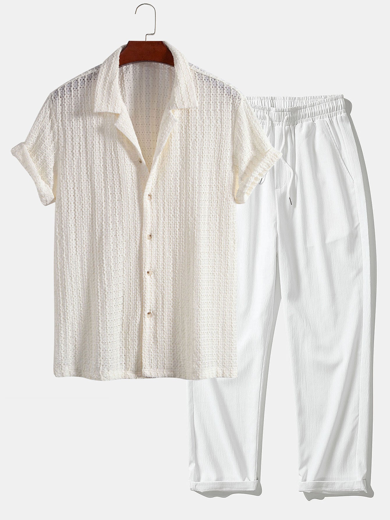 Completo Camicia Cubana Jacquard e Pantaloni Dritti