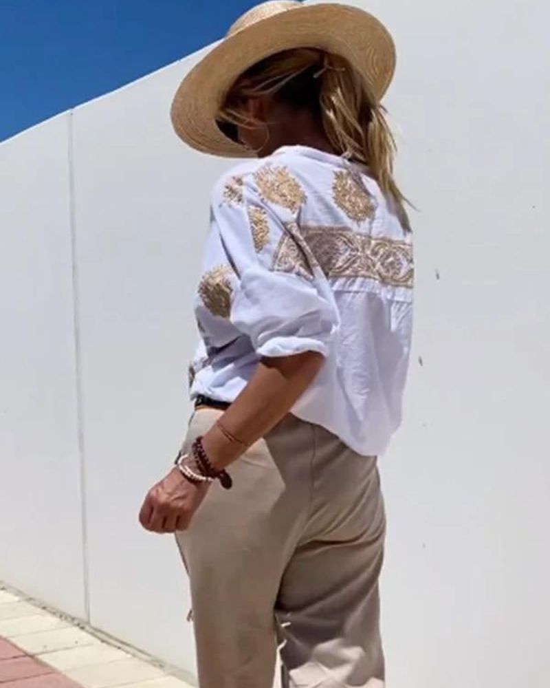 Blusa Bordada de Corte Holgado – Estilo Fresco y Ligero