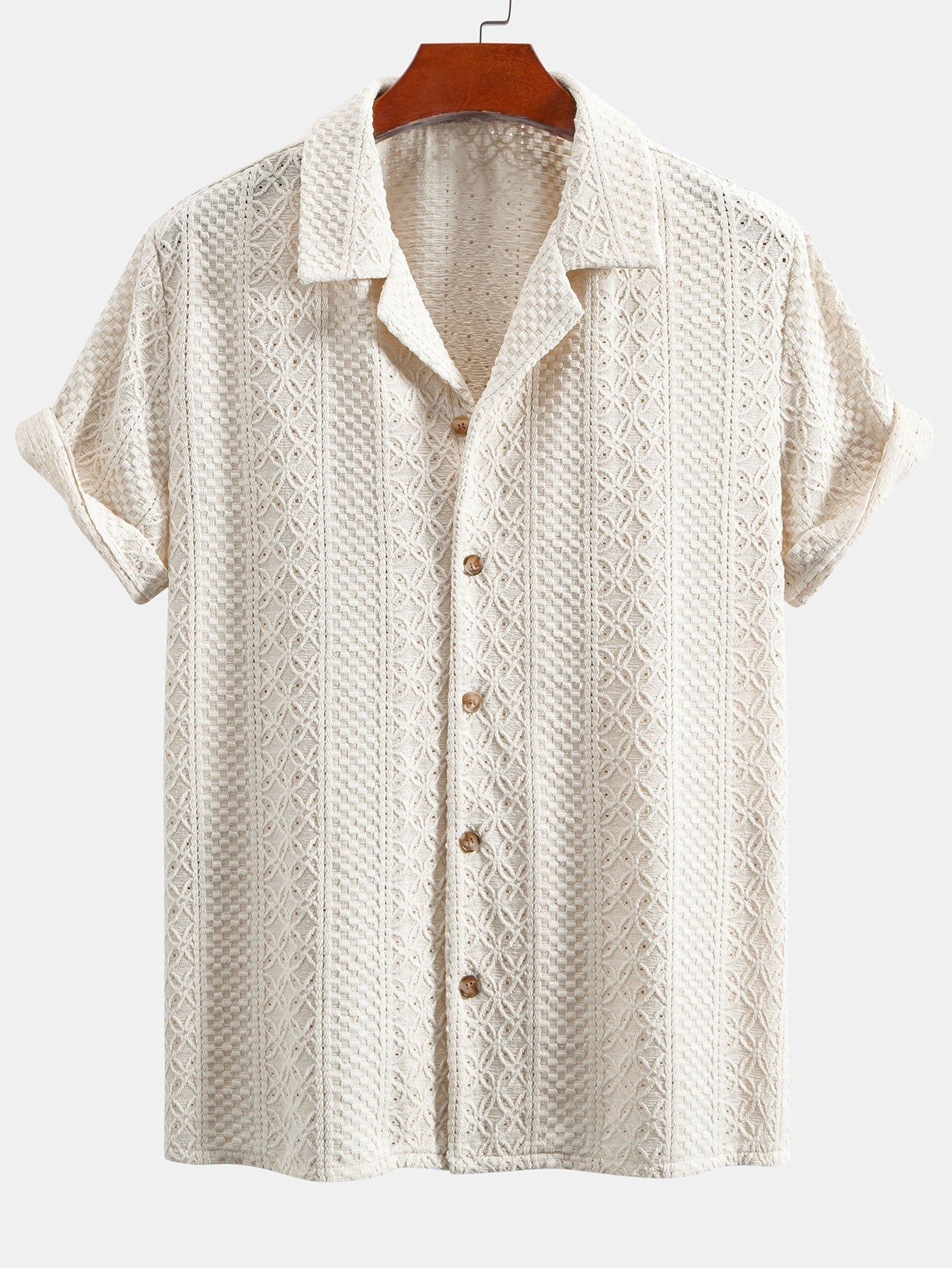 Completo Camicia Cubana Jacquard Floreale e Pantaloni