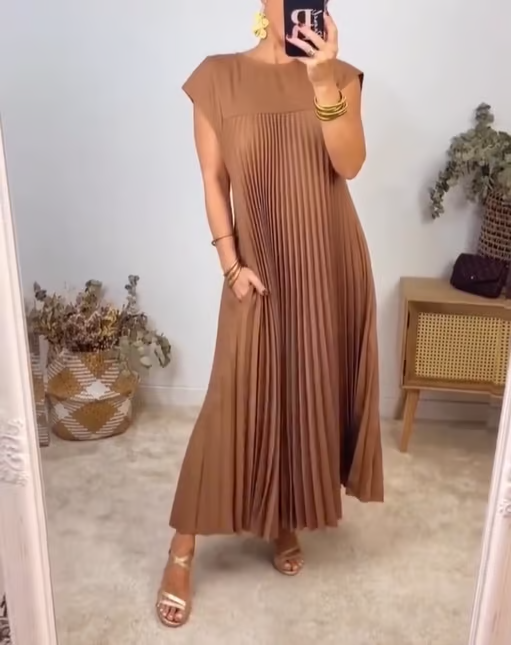Vestido Largo Plisado Casual de Verano para Mujer