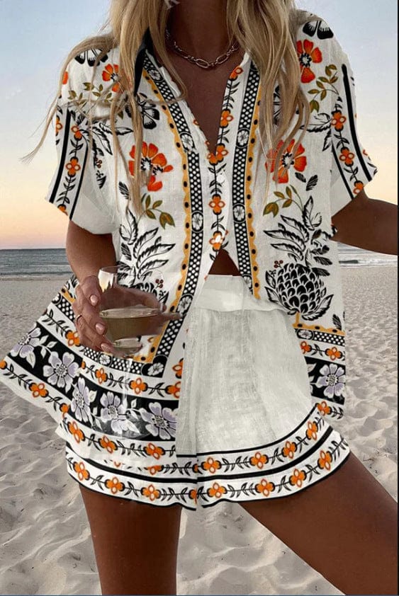 Completo Maglietta E Shorts Lino Cotone Casual