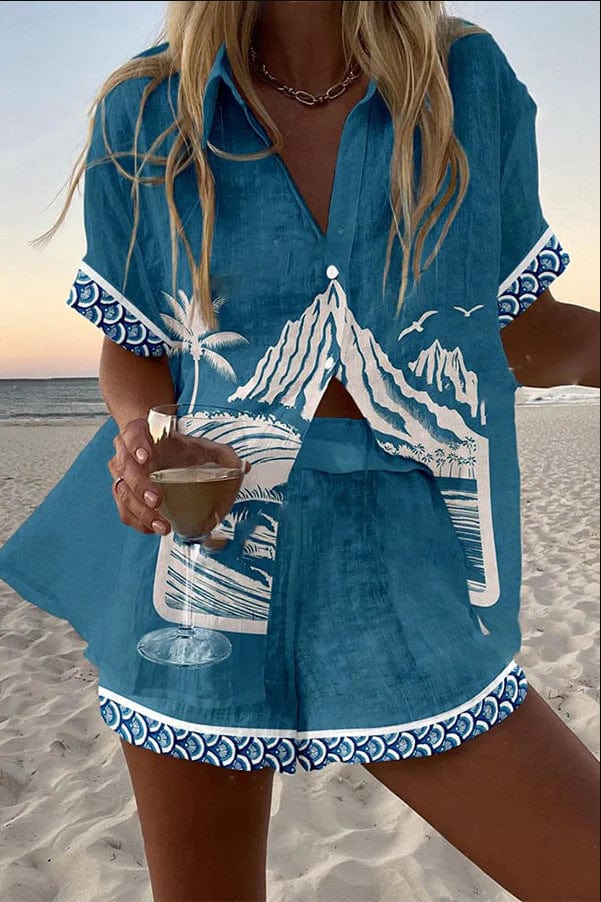 Completo Donna Maglia e Shorts Lino Cotone