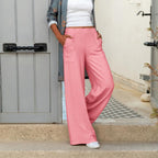 Pantalón Casual De Pierna Ancha De Mezcla De Algodón