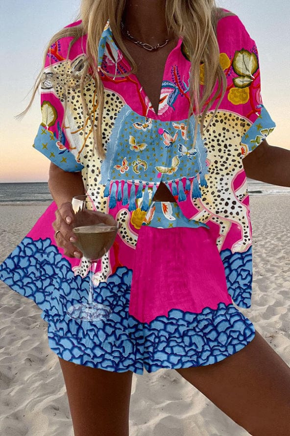 Completo Donna Lino Cotone T-Shirt e Shorts Casual