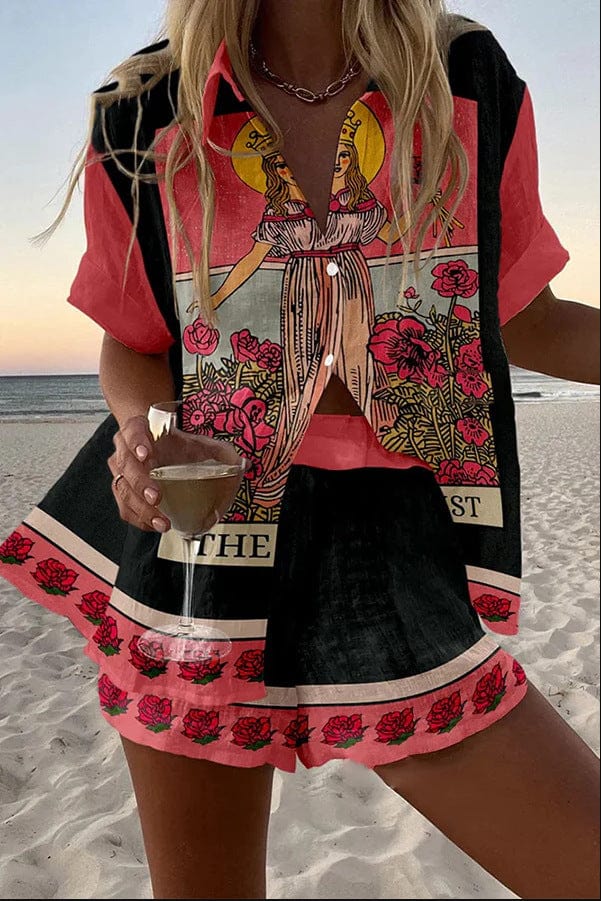 Completo Maglietta E Shorts Lino Cotone Casual