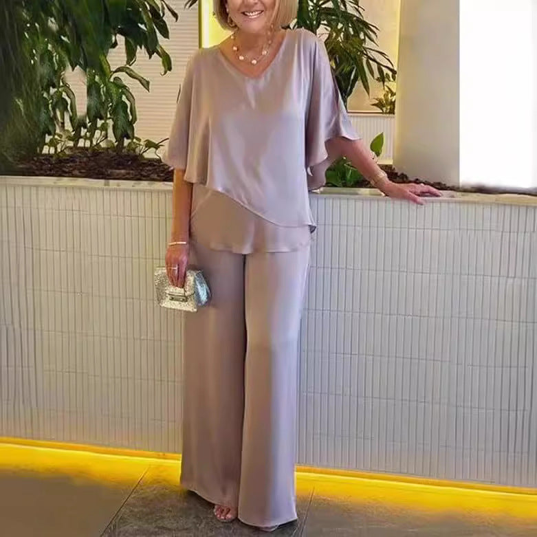 Completo Donna Pantalone Palazzo e Top Asimmetrico