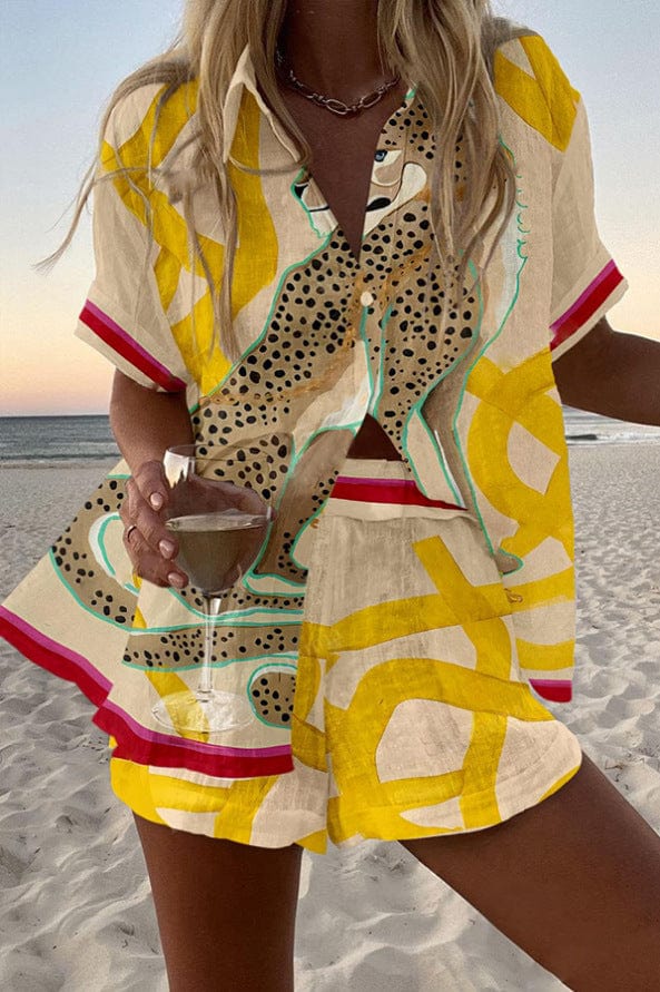 Completo Donna Maglia e Shorts Lino Cotone