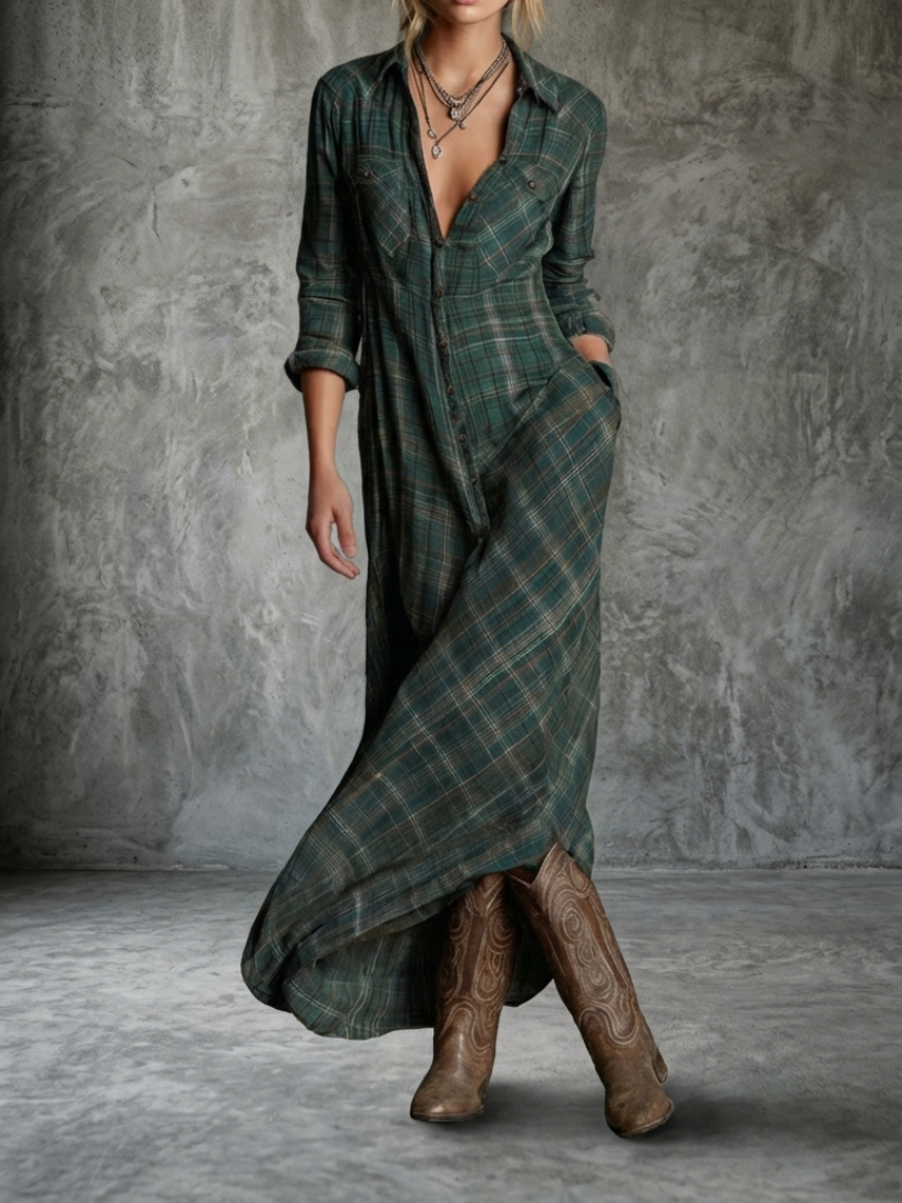 Vestito Camicia Maxi a Righe con Colletto Elegante